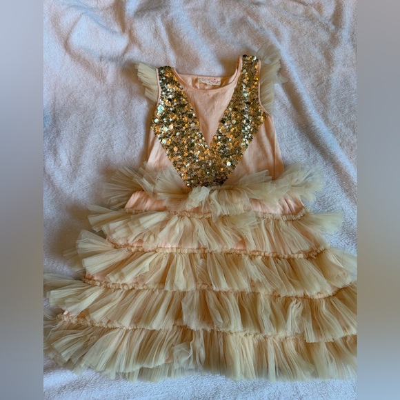 Tutu Du Monde Gold Sequin, Cream Tulle Pink Dress